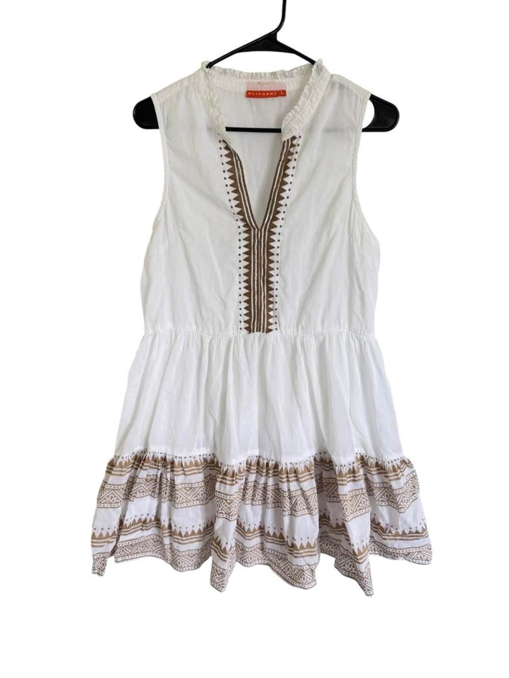 Oliphant White Sleeveless Embroidered Tiered Dress